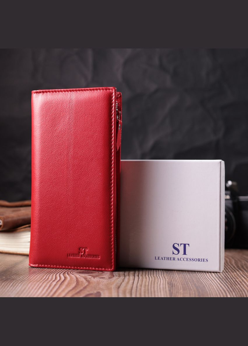 Яскравий гаманець-клатч для стильних жінок із натуральної шкіри червоний 22533 st leather (329198516)