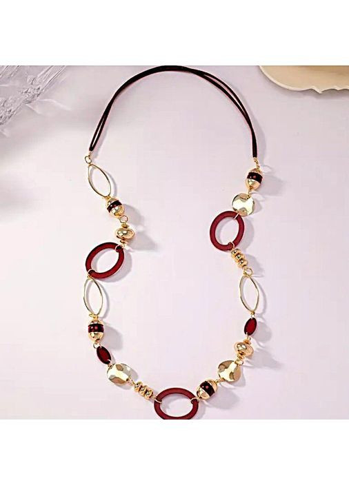 Колье длинное из разных фрагментов Темно-красное No Brand (365751596)