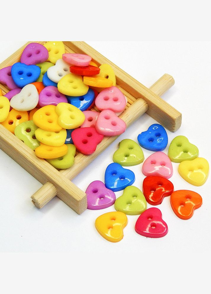 Гудзики декоративні Сердечко, пластик, 12 мм, мікс, 10 шт No Brand (340485456)