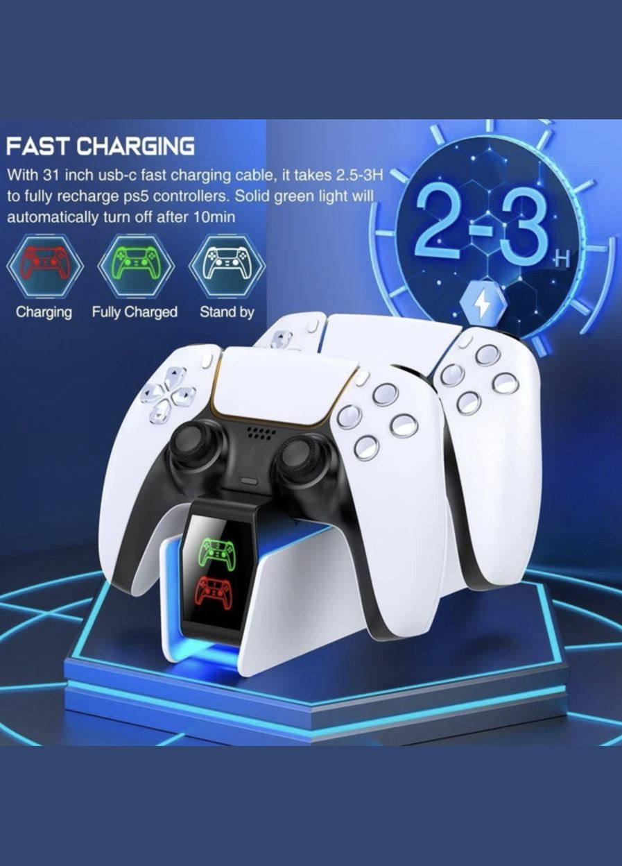 Зарядное устройство для DualSense док-станція PlayStation 5 PS5 Білий BEBONCOOL (338228732)