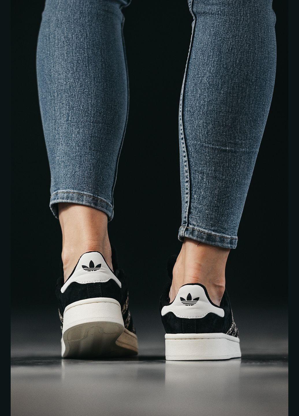 Кроссовки женские Adidas Campus 00s black leopard | Адидас Кампус черные No Brand чёрные демисезоны (315683640)