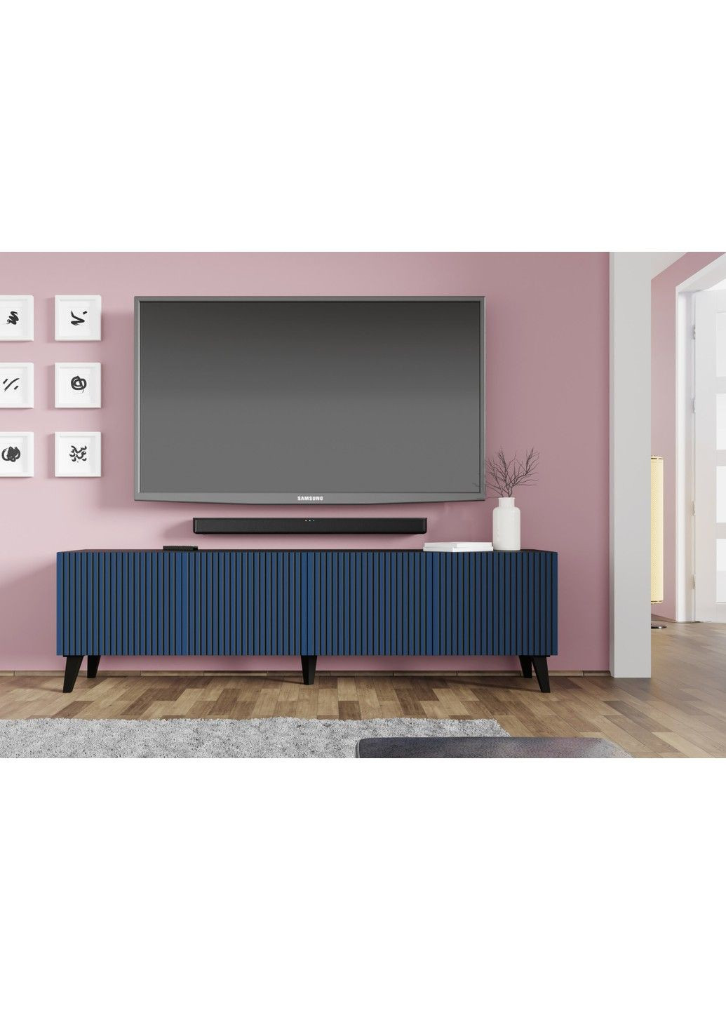 Тумба под телевизор в гостиную Ravenna F 200 4D синяя Bim Furniture (291124436)