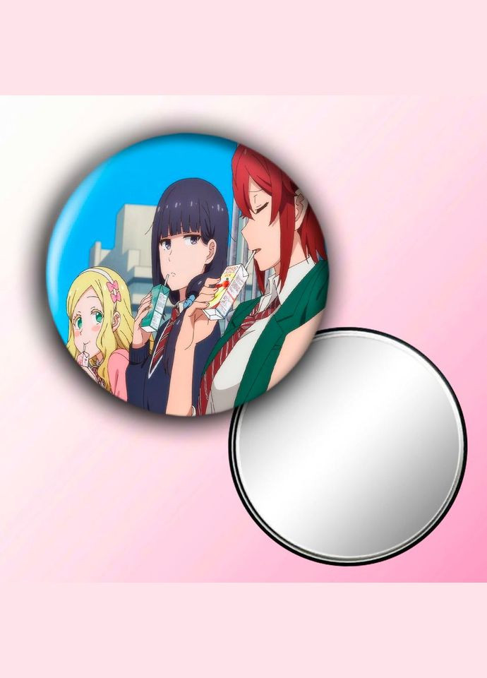 Зеркальце косметическое карманное Аниме Томо девушка #0005 с рисунком круглый 56 мм No Brand (309155079)