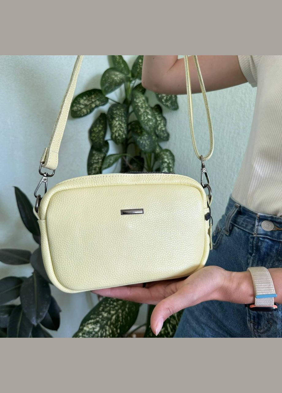 Маленькая женская кожаная сумочка клатч на плечо с тиснением флотар желтая (sku_1595) No Brand (330575996)