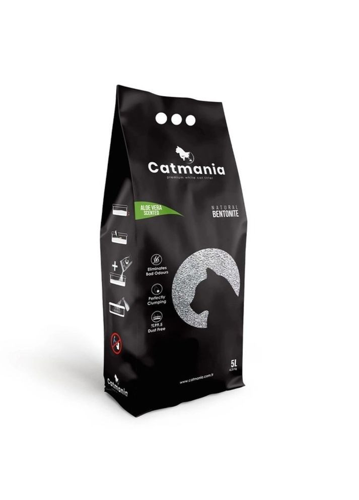 Наполнитель для кошачьего туалета алое вера + зеленые гранулы Бентонитовый комкующий 5л (8682162004083) Catmania (308976918)