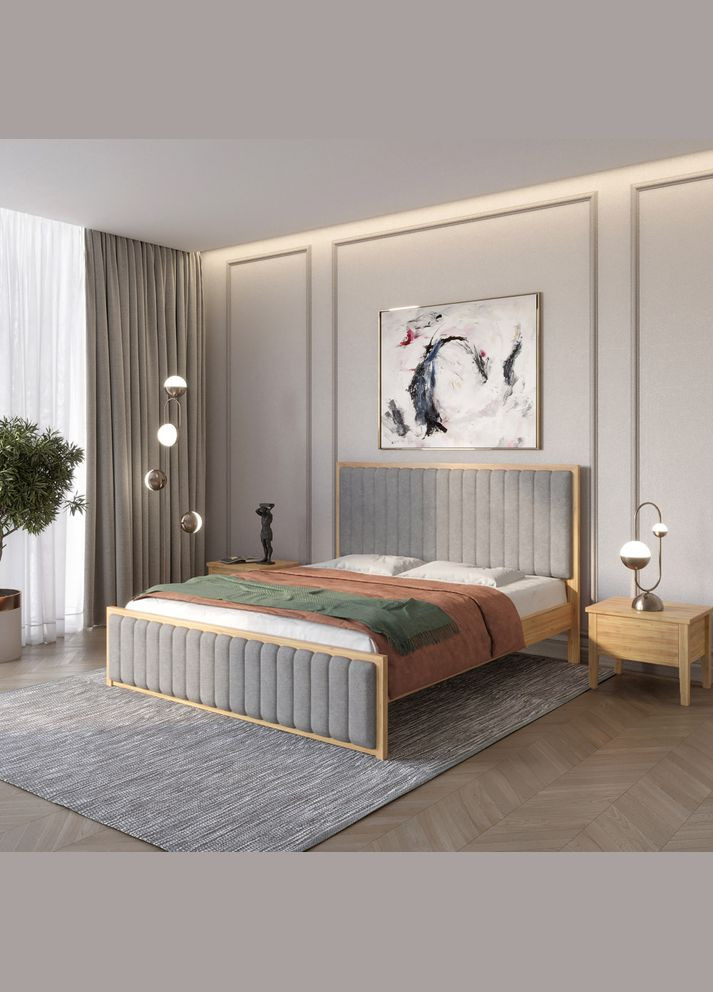 Двоспальне дерев'яне ліжко Відень /Аляска 93 (Сірий) 140х200 см (MBG-11037) Mebigrand (368282232)