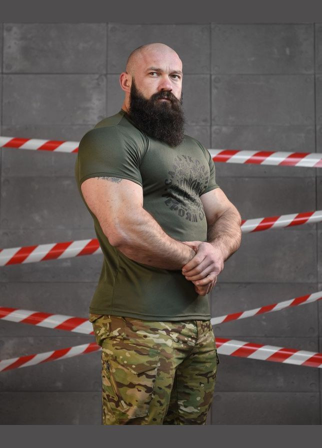 Тактична футболка потоотводяща Слава Україні Героям Слава олива No Brand (317640923)