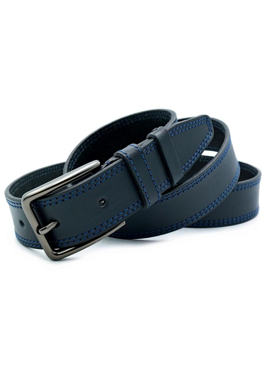 Шкіряний чоловічий ремінь 3,3 х 105-120 см Темно-синій Weatro (302519499)