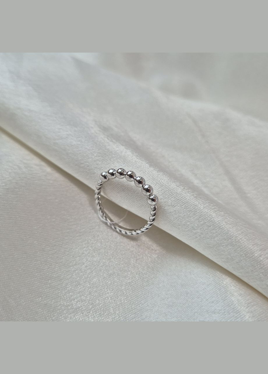 Срібна Каблучка без каменів Кульки розмір срібло 925 проби Родоване л017р 2.18г No Brand (334012752)