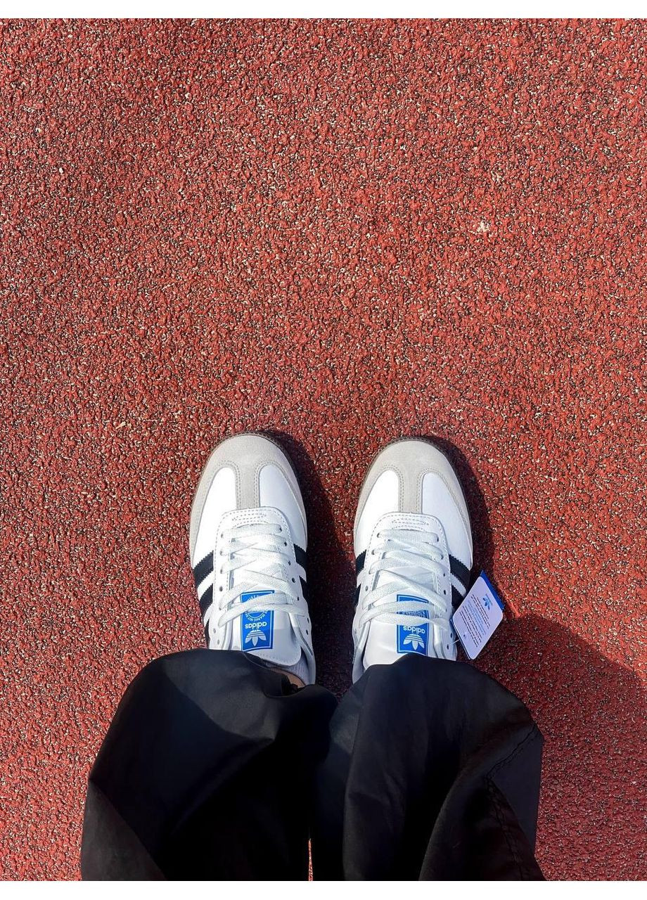 КРОССОВКИ ЖЕНСКИЕ ADIDAS SAMBA OG VEGAN LOW WHITE BLACK АДИДАС САМБА No Brand чёрные демисезоны (368854937)