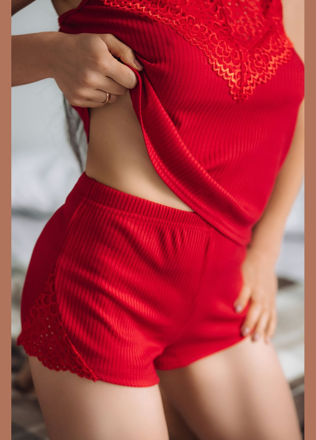 Червона всесезон жіноча піжама No Brand