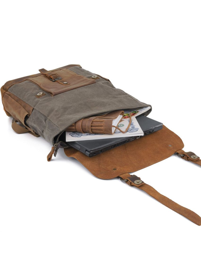 Рюкзак чоловічий шкіряний комбінований дорожній 20113 Сірий Vintage (301871470)