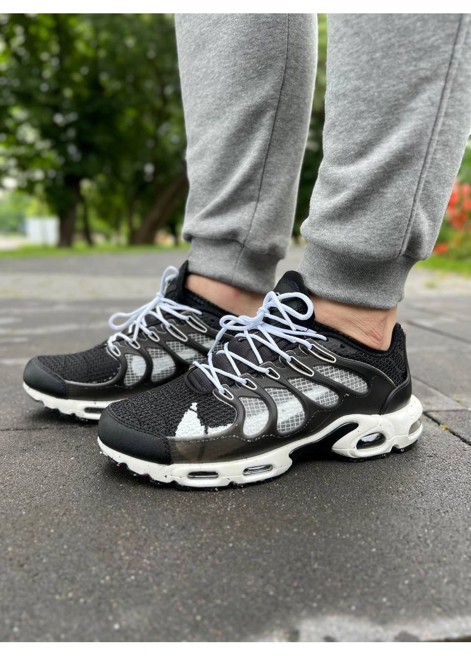 Черные демисезонные кроссовки мужские nike air max tn terrascape plus black white найк аир макс тн плюс No Brand
