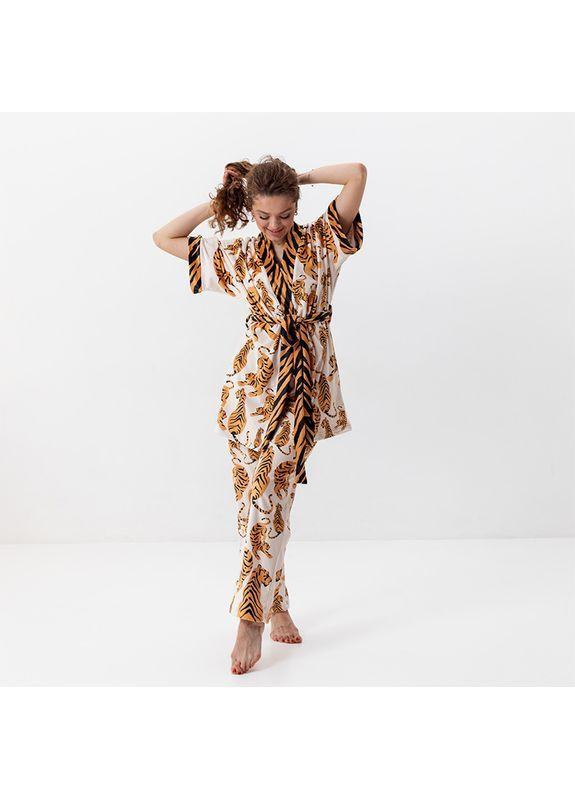 Набір з плюшевого велюра халат + штани " Тигриця " Sleeptime Набір халат та штани (365655891)