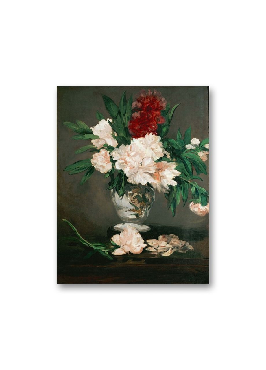 Печать на холсте Ваза с пионами на лакированном подносе Эдуар Манье 50x70 No Brand (346494494)