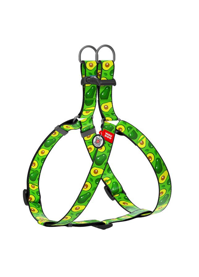 Шлея для собак WAUDOG Nylon з QR паспортом, малюнок "Авокадо", пластиковий фастекс, Ш 20 мм, Дов 50-75 см No Brand (363201333)