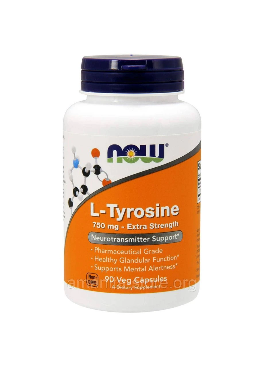 Тирозин, L-Tyrosine,, додаткова сила, 750 мг, 90 вегетаріанських капсул Now Foods (386836747)