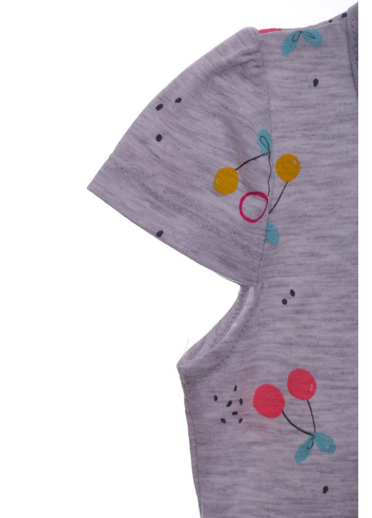 Сіра сукня трикотажна для дівчинки ferix з вишеньками світло-сіра 98 см (44866) BABYKROHA (317042737)