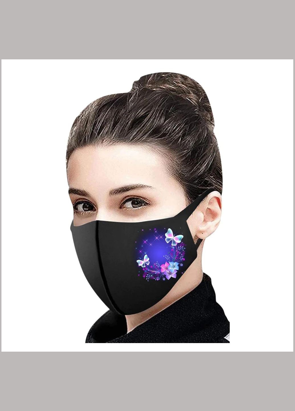 Тканинна маска для обличчя з красивим принтом, що миються, багаторазова маска, легко дихати в ній No Brand (285272319)