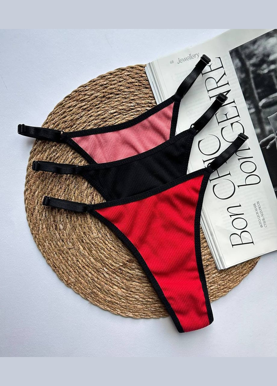 Трусики стрінги бавовняні рубчик, комплект 3 штуки Exclusive (314919962)