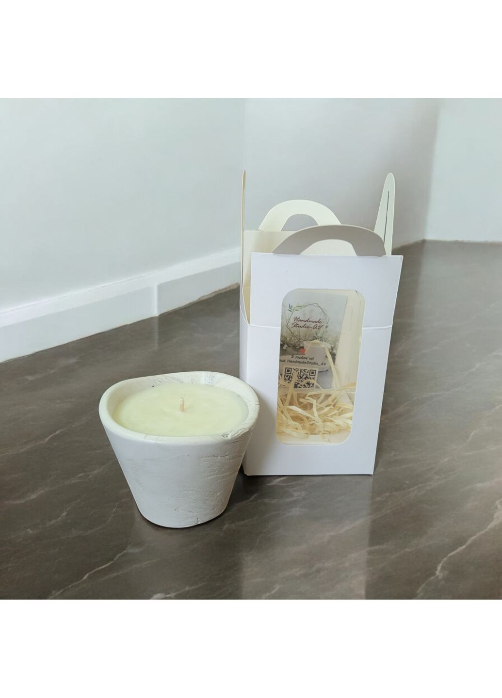 Массажная соевая свеча для тела спа-свеча в гипсовой чаше 125 мл Handmade Studio - AV (370604250)