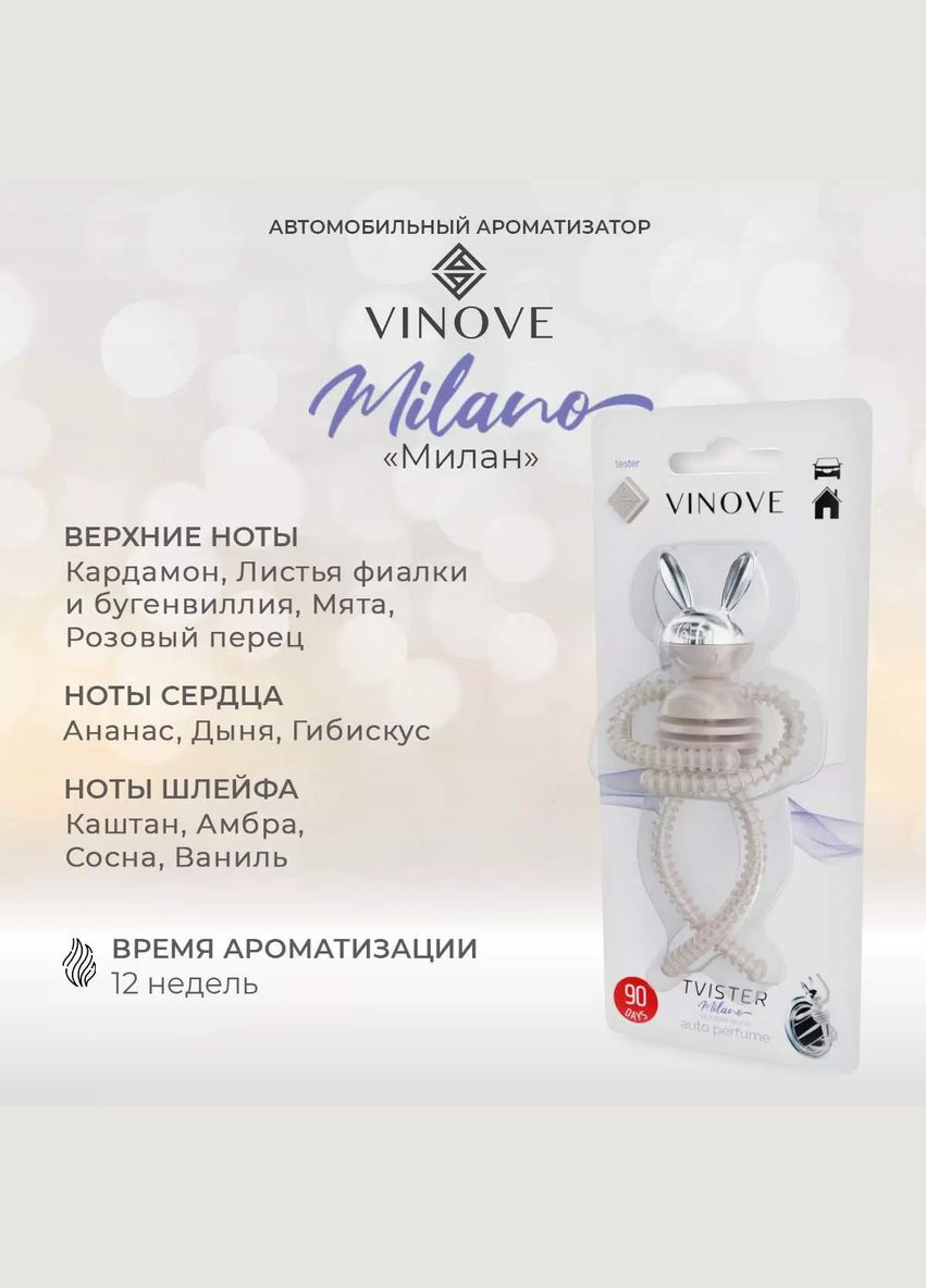 Пахучка\освіжувач в авто, Ароматизатор для автомобіля Мілан TVISTER VINOVE (328606545)