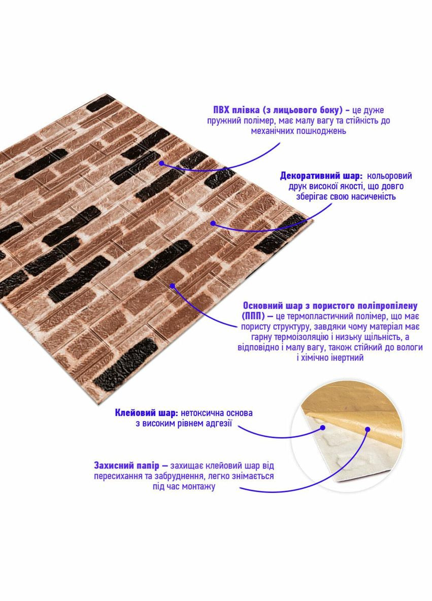 Самоклеющаяся 3D панель 700х770х3мм 346-3 (3DPanda-1146) Sticker Wall (323155371)