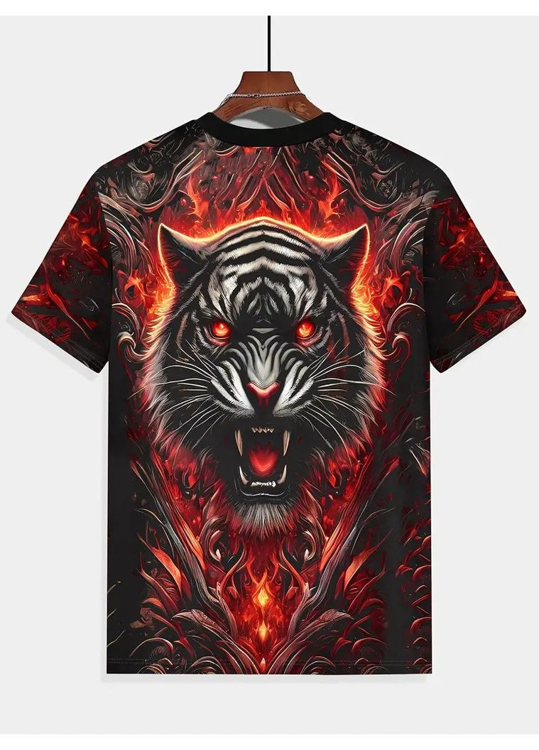 Комбінована футболка чоловіча 3d-принт злий тигр термо дихаюча m 50 luxaurum323 No Brand