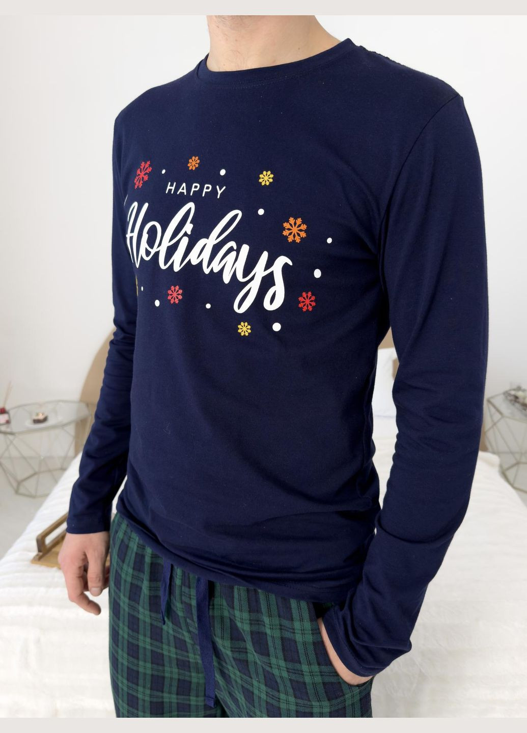 Чоловіча новорічна піжама "Бруклін", зелено-синя Cosy (352769765)