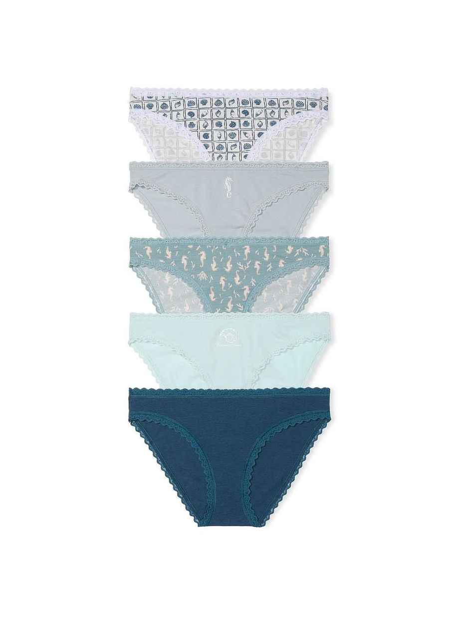 Набір трусиків 5-Pack Stretch Cotton Lace-Trim Bikini Victoria's Secret (371876095)