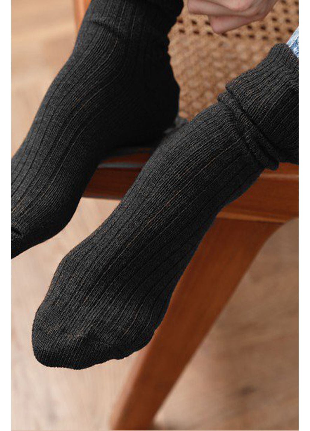 Чёрные носки вязаные теплые с шерстью 085 wool Steven (349500882)