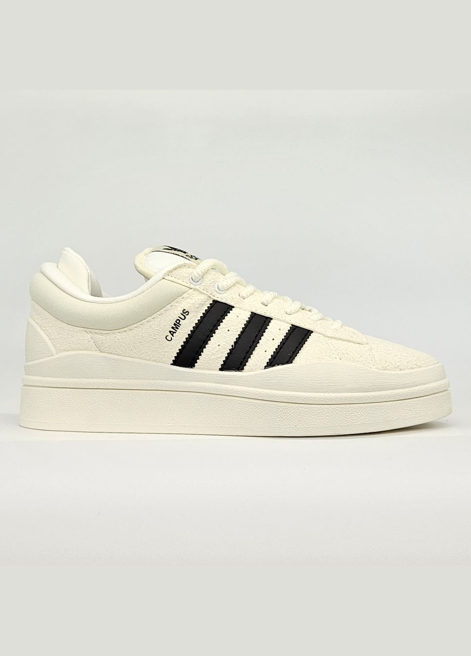 Білі Осінні кросівки чоловічі і жіночі adidas campus x bad bunny white | адідас кампус х бед бані білі No Brand