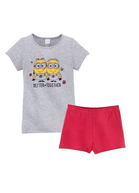 Сіра всесезон піжама літня для дівчинки футболка + шорти Lupilu