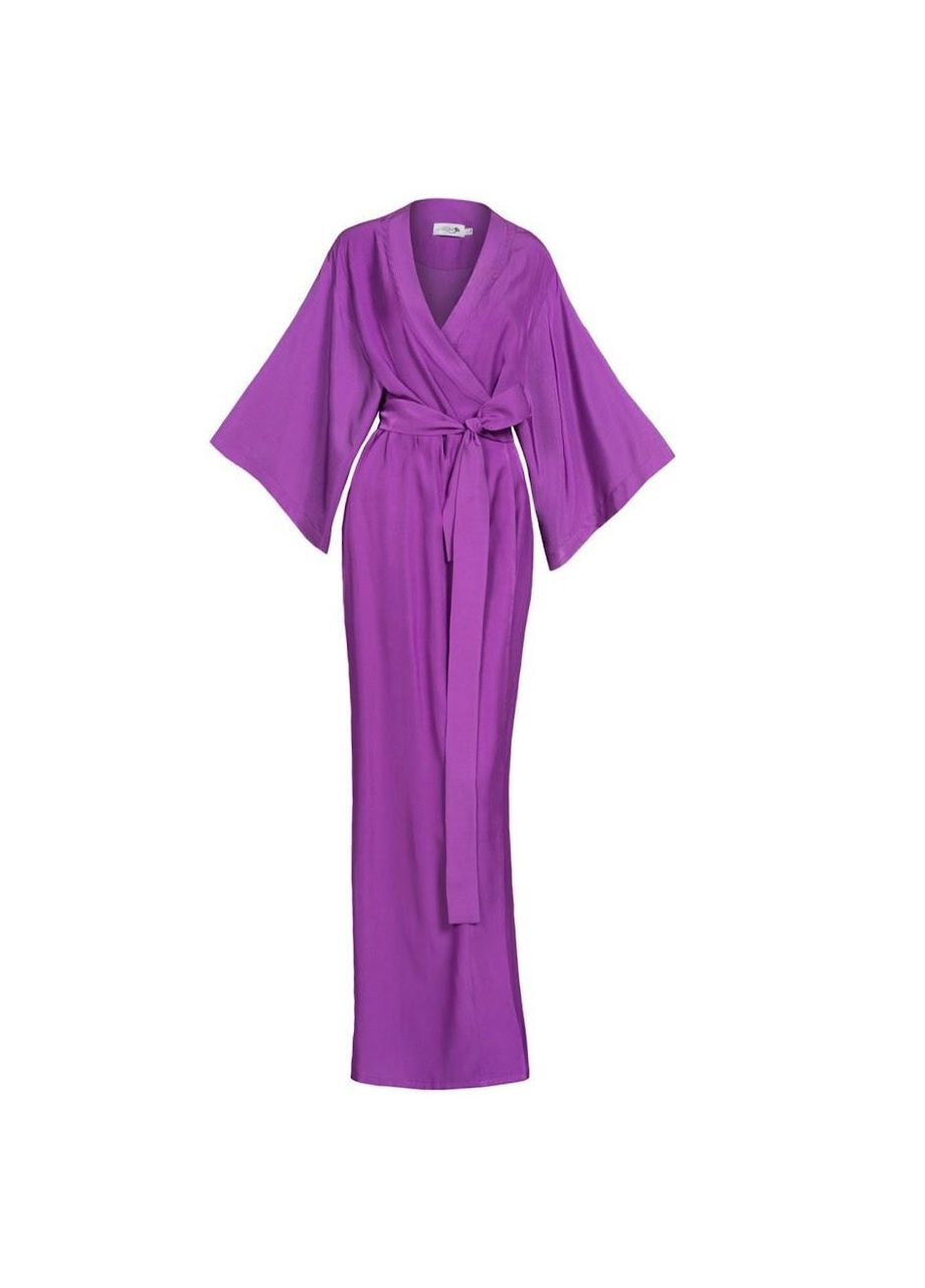 Халат-кимоно из вискозы длинный на запах в японском стиле с поясом "Виолет" Garna (277167315)