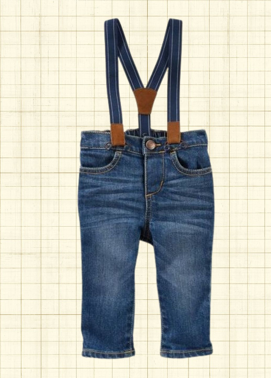 Синие демисезонные джинсы на подтяжках OshKosh