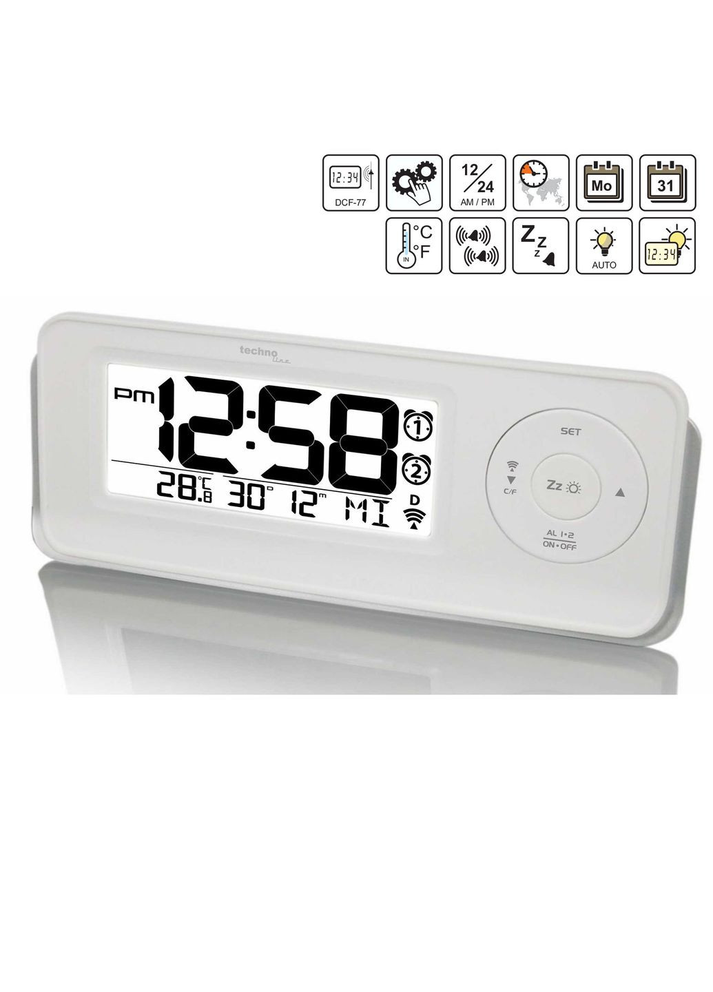 Годинник настільний WT498 White (WT498) Technoline (315937411)