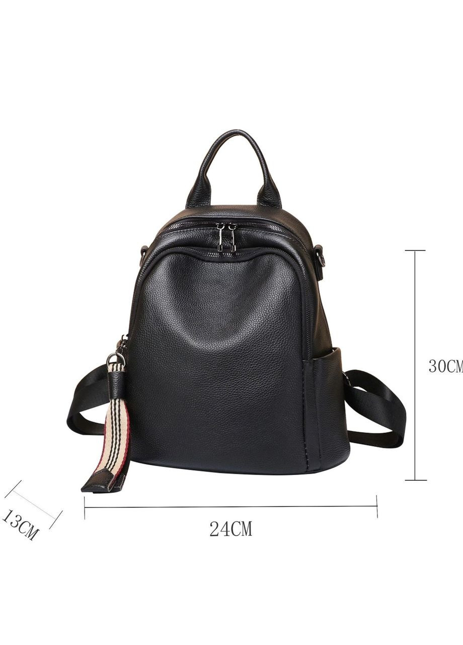 Шкіряний жіночий рюкзак міський 30х24х13, матова сумка на плечі, чорна Olivia (341309270)