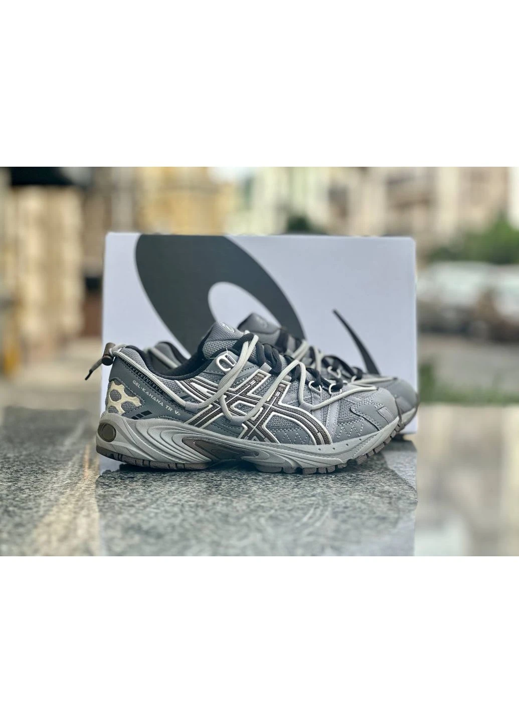 Серые демисезонные кроссовки мужские asics gel-kahana tr v2 grey black асикс гель кахано tr v2 No Brand