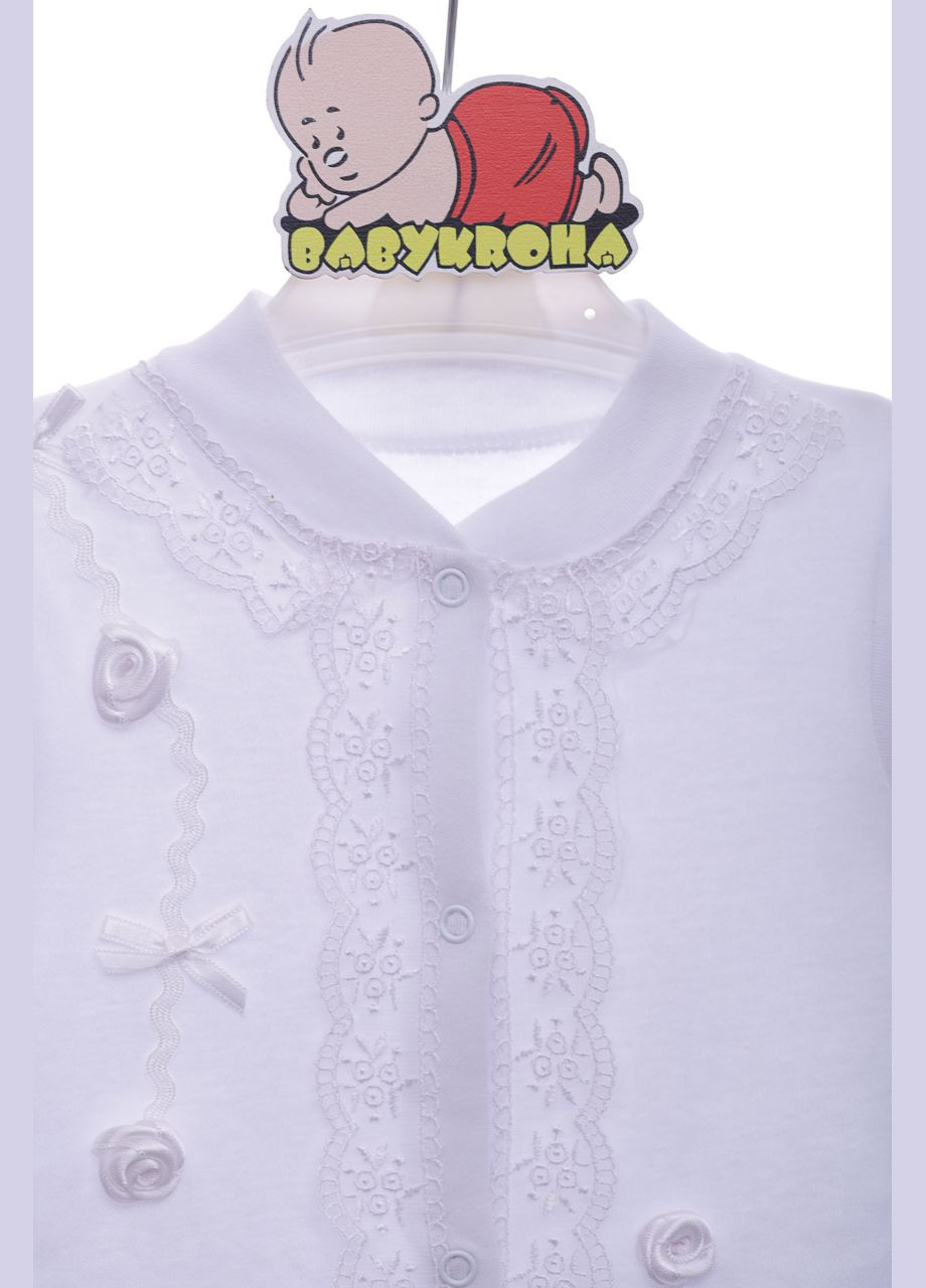 Человечек с шапкой и царапками для девочки трикотажный Рюша белый 56 см (37077) BABYKROHA (297200139)