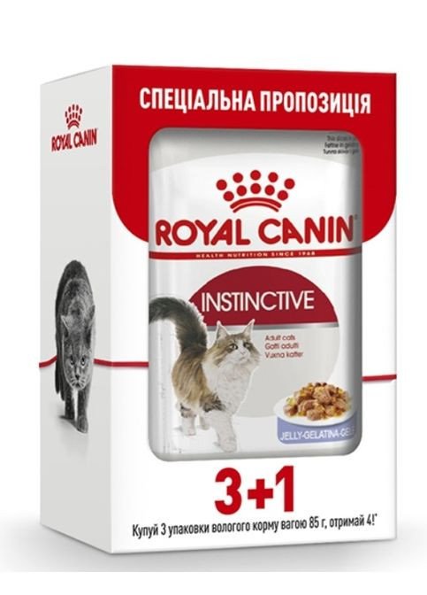 Набор влажного корма Instinctive Jelly (кусочки в желе) для взрослых кошек 3+1 Royal Canin (291449946)