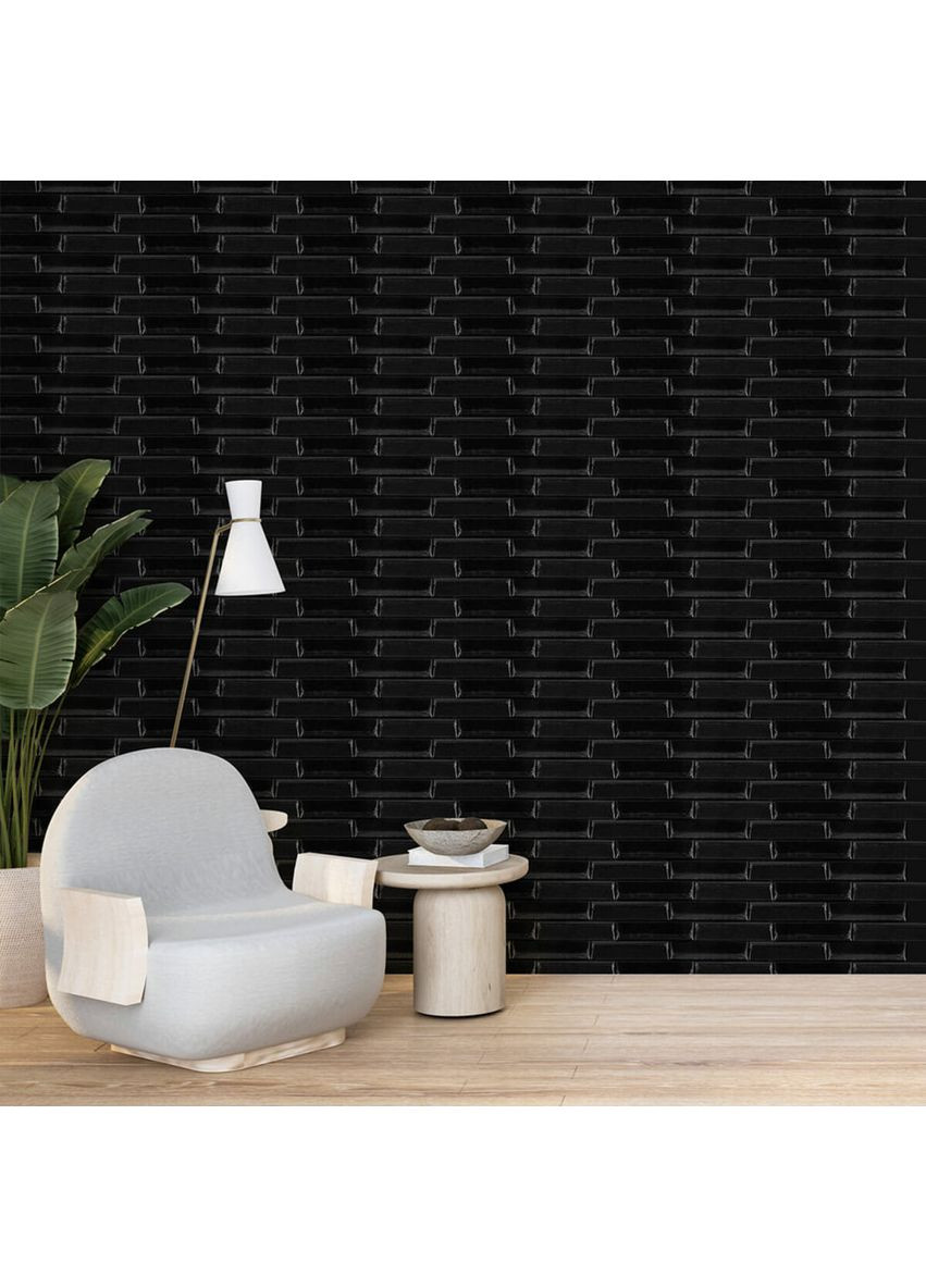 3D панель самоклеюча кладка 700х770х7мм Чорна (038) SW-00000303 Sticker Wall (362115216)