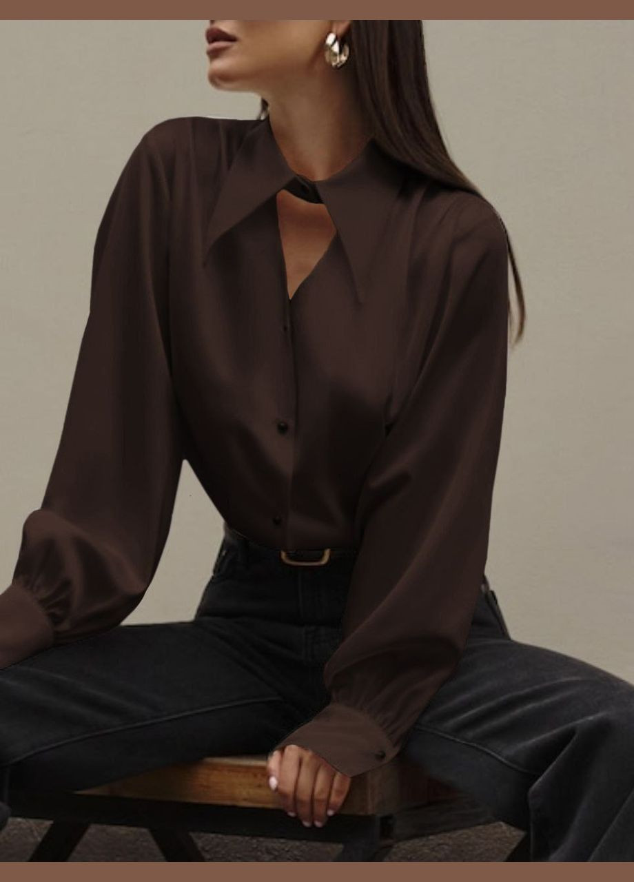 Коричнева блузка жіноча No Brand