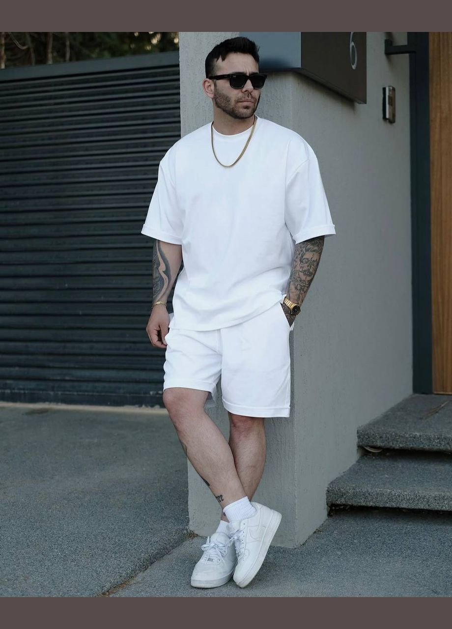 Білий літній чоловічий костюм з шортами FINO Mode