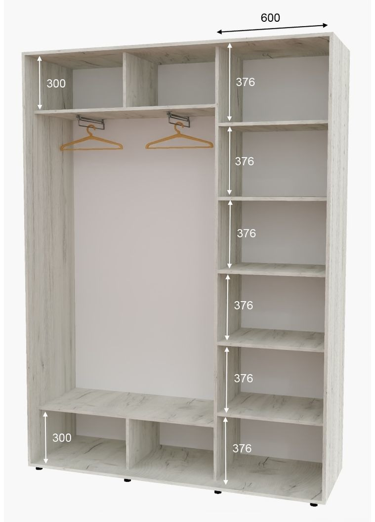 Шкаф-купе двухдверный 180*45*240 Дуб крафт белый Зеркало с пескоструйным рисунком Алекса (360478961)