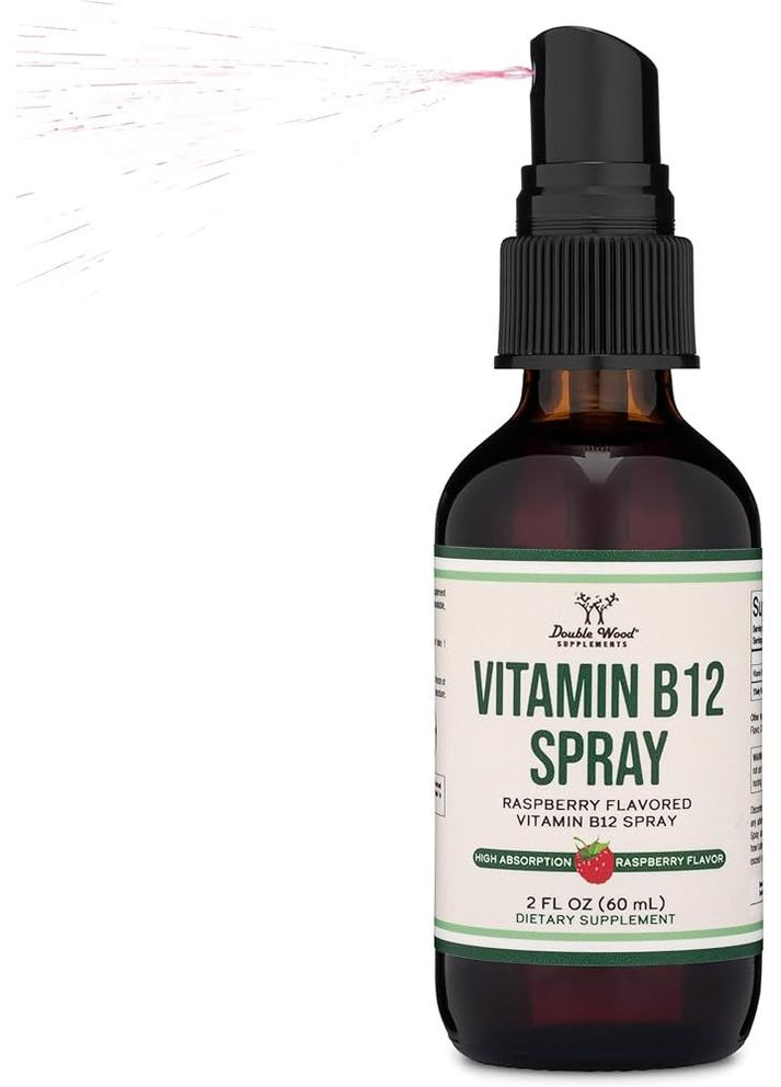 Вітамін B12 Double Wood Vitamin B12 Spray 1500 mcg (Methylcobalamin), 60ml (500 мкг В-12 в 1 розпиленні) (Raspberry) Double Wood Supplements (289466095)