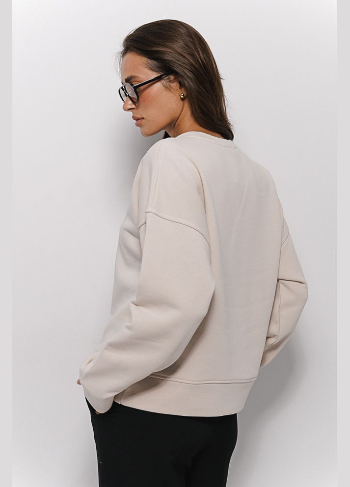 Бежевий жіночий світшот oversize з асиметричним швом спереду Arjen (301766008)