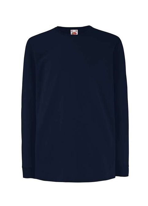 Темно-синий демисезонный повседневный, кэжуал лонгслив Fruit of the Loom однотонный