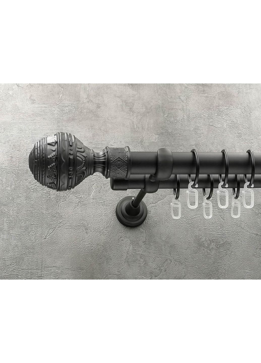 Карниз Арабеска гладка штанга подвійний відкритий 25/19 мм 320 см Чорний матовий Quadrum (352778451)