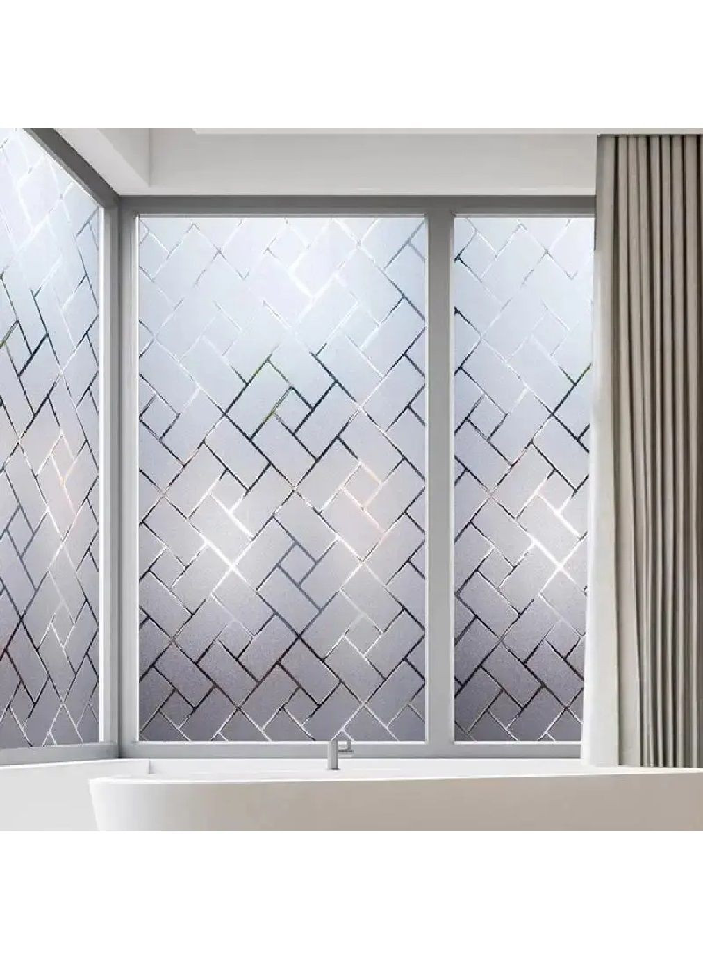 Вітражна самоклеюча плівка на віконне скло для декору захисту від сонця 200х60 см (481778-Prob) Візерунок з ромбами Unbranded (366258464)