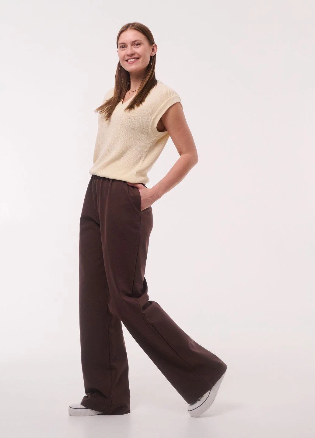 Штани палаццо жіночі, кавовий колір Simple Wear (387522572)